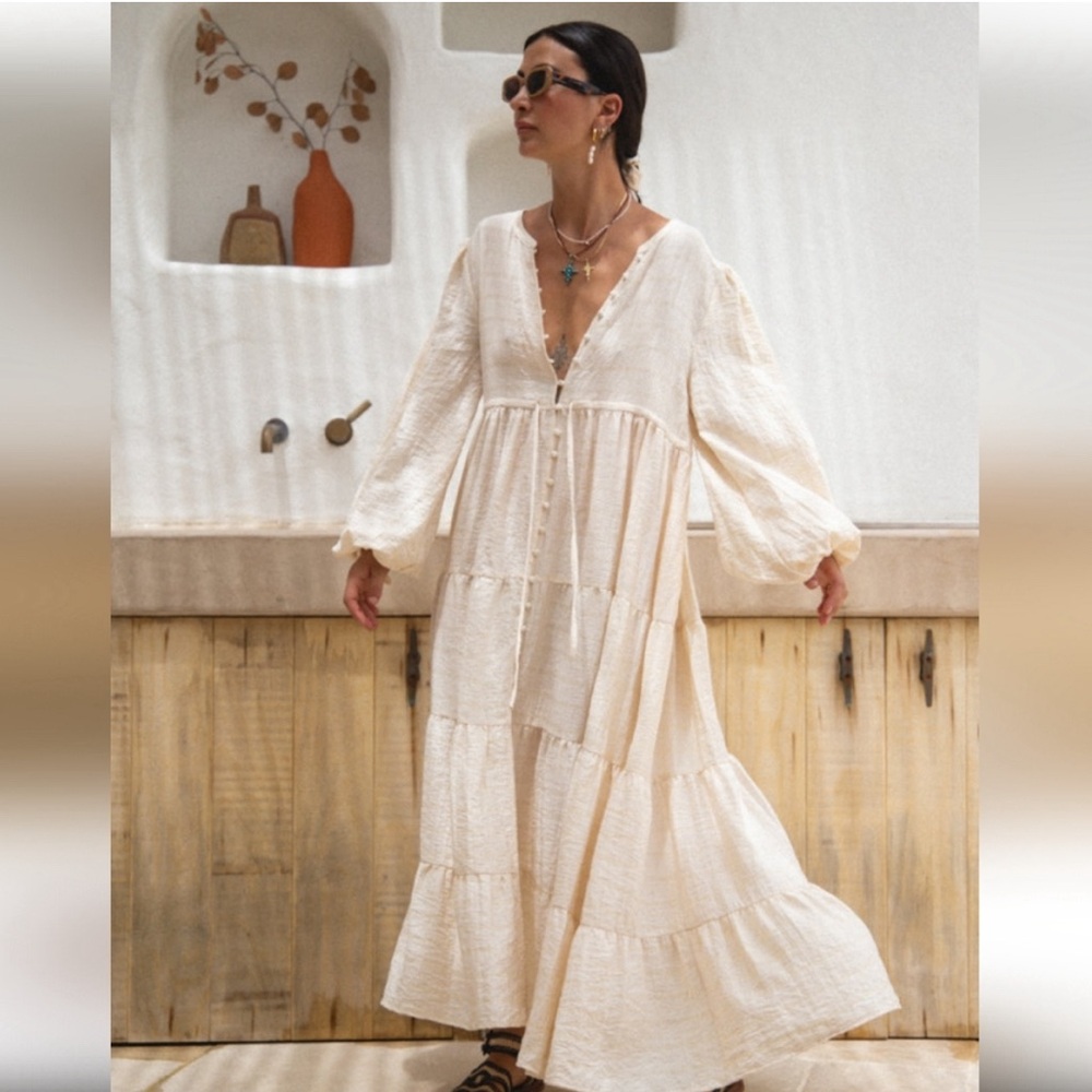 VRG GRL Dreaming of Travel midi dress.